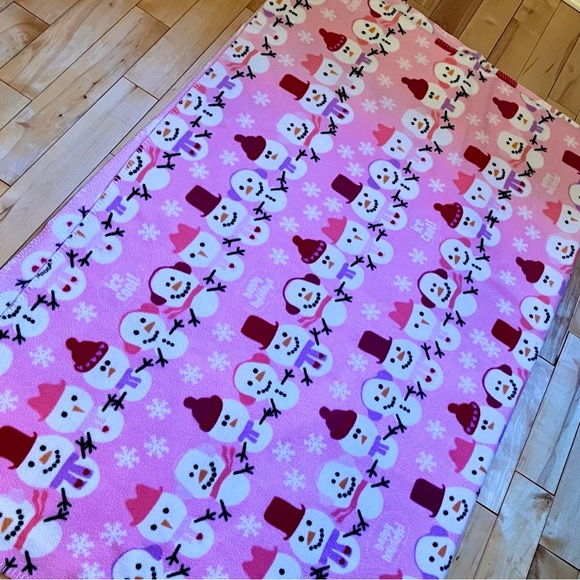 Soft Snowman Throw Blanket-50x60-Pink - Picture 4 of 7
